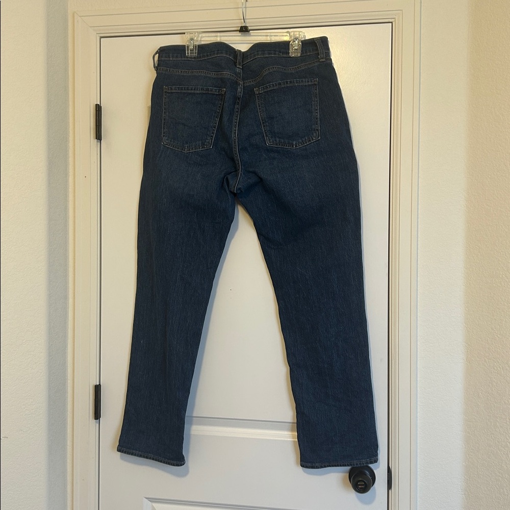Women Mid Rise Wow Boyfriend Dark Denim Jeans Size 14 - Picture 5 of 7